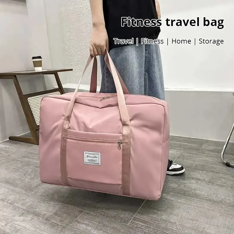 1pc Rosa/Blu/Grigio Borsa da viaggio di grande capacità Borsa sportiva portatile con cerniera Borsa da palestra versatile Piccola, media e grande