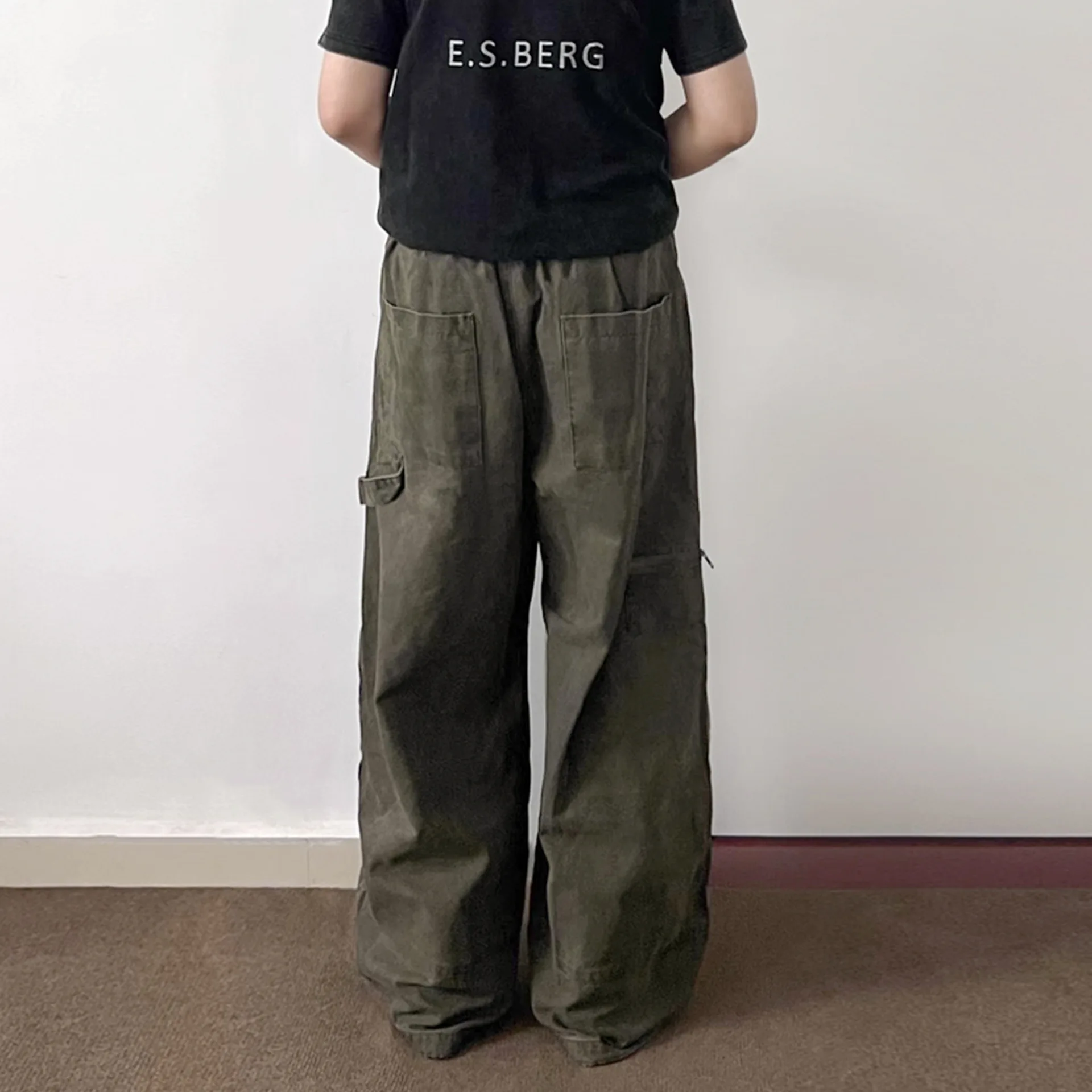 OR FL American Retro Wash and Age 100 Cotton Women Cargo Trousers Baggy Staraight Women's Y2k Solid Color Wide Leg Pants