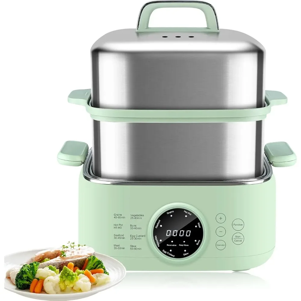 

Electric Food Steamer, 9.3L 2-Tier Digital Steamers for Cooking with 24H Booking & 6H Auto Warming, 8 Modes Heating Vegetable