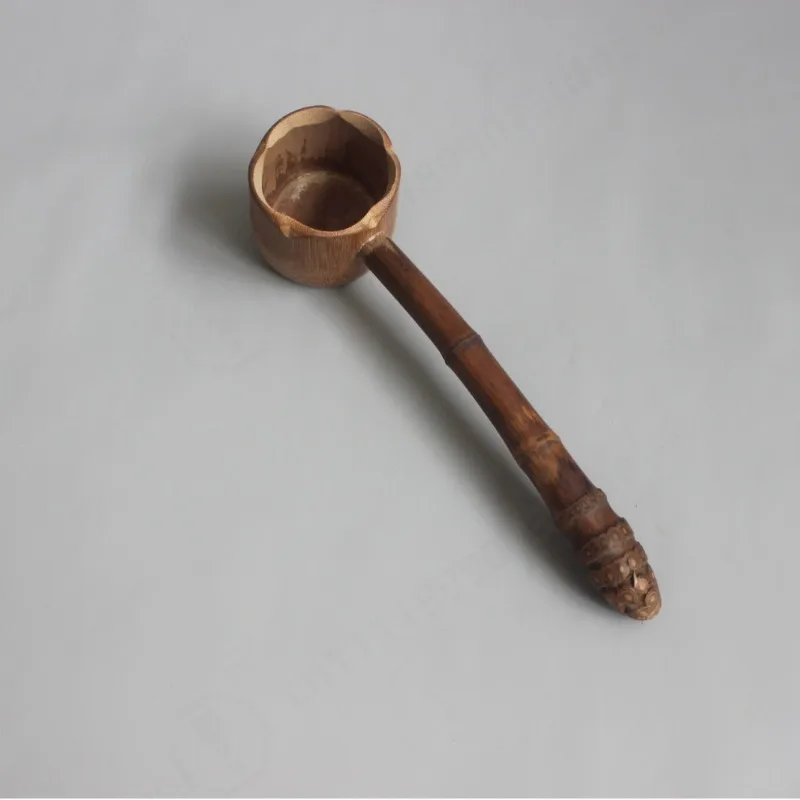 Natural Short Handle Bamboo Tea Scoop Vintage Wooden Dipper Tea Spoon for Tea Water Wine Ladling Handmade Eco Friendly