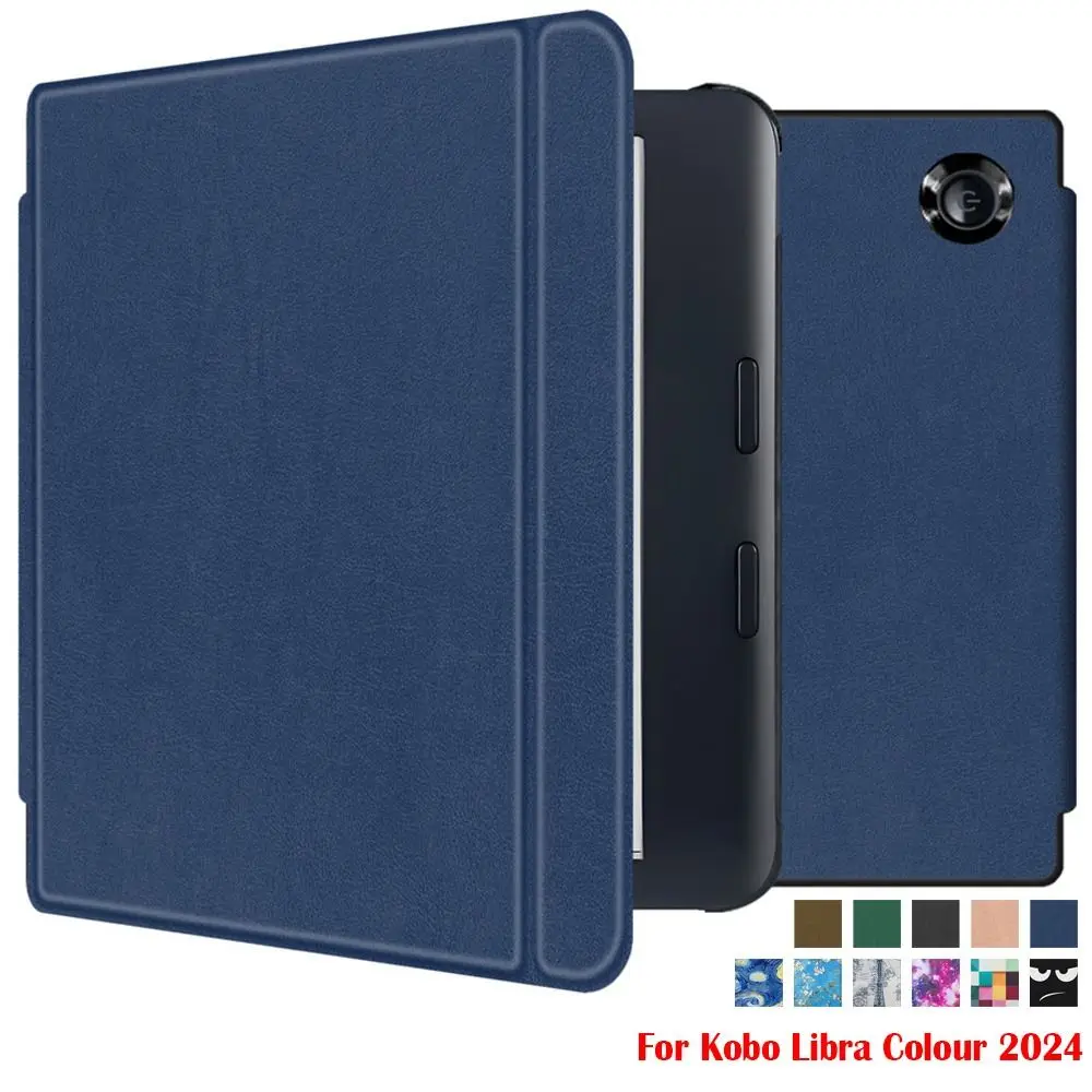 Hand Support 7 inch eReader Case TPU Shockproof Protective Shell Anti Scratch Linen Texture for Rakuten KOBO Libra Colour 2024