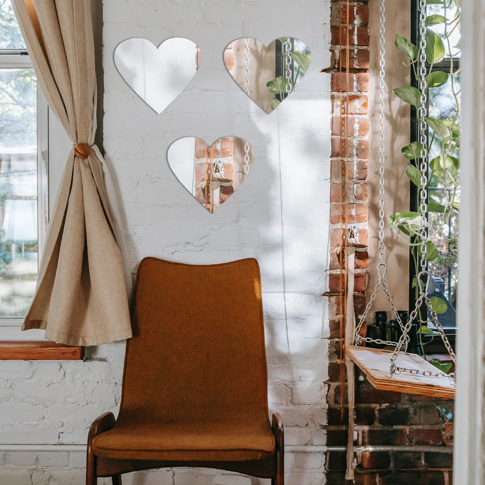 

6Pcs Heart Shape Mirror Wall Decals Self Adhesive Wall Stickers Decorative Mirror Stickers for Home Bedroom Heart Sticker