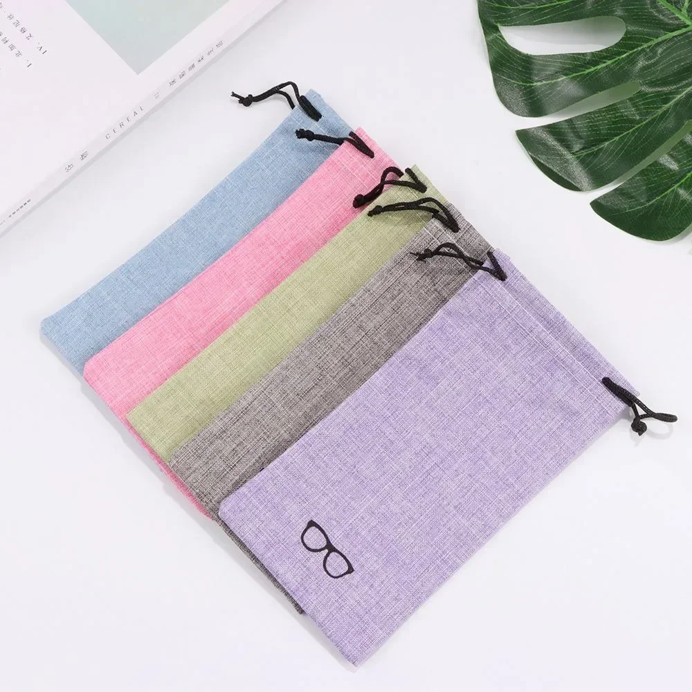 1/5/10/20Pcs Portable Linen Fabric Pouch For Sunglasses Bag Multi-Functional Eyeglasses Case Optical Glasses Lanyard Cloth Bags