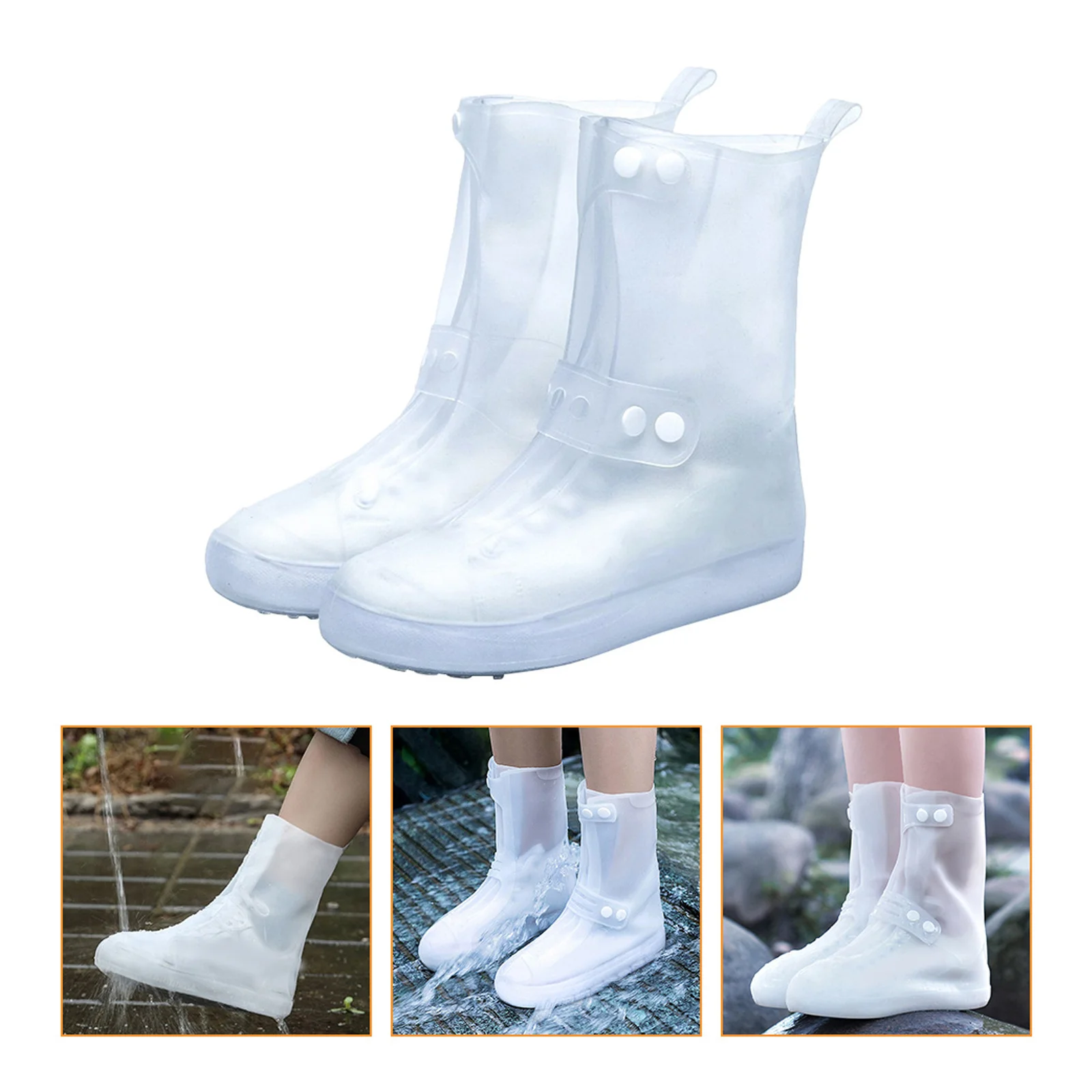 1Pair Waterproof Rainproof Shoe Covers Non-Slip High Tube Overshoes Outdoor Shoes Covers Travel Camping High Tube Overshoes