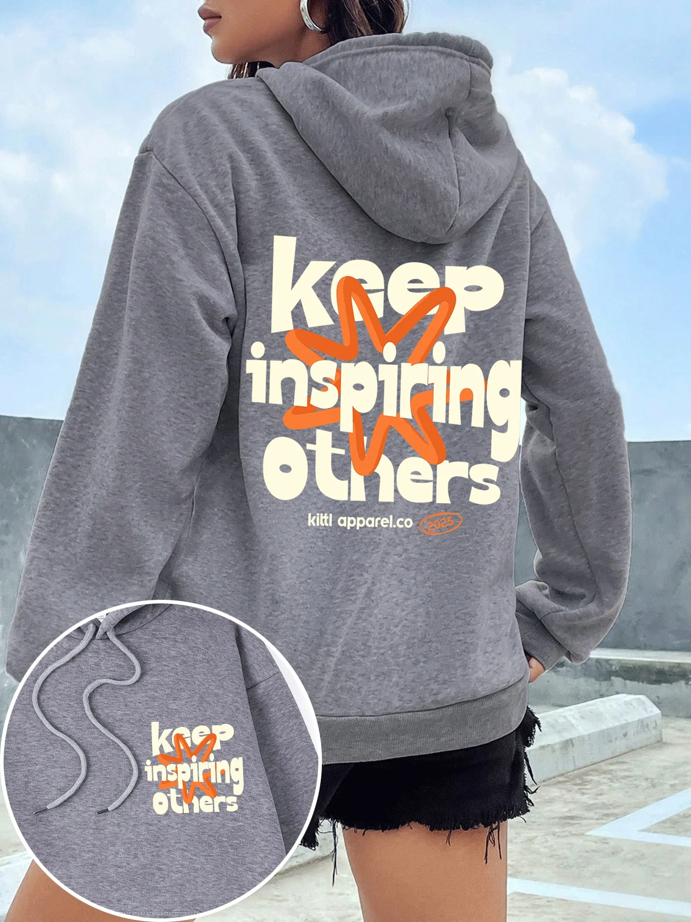 

Keep Inspiring Others Creative Star Print Hoody Women Trendy Soft Hoodies Pocket Y2K All-Match Hoodie Fleece Autumn Clothes