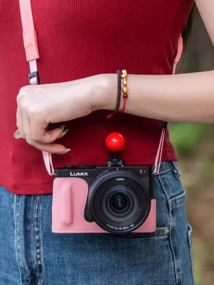 NEW handwork Photo Camera Genuine leather cowhide Bag Body BOX Case For LUMIX s9 Protective hand shank cover sleeve box base