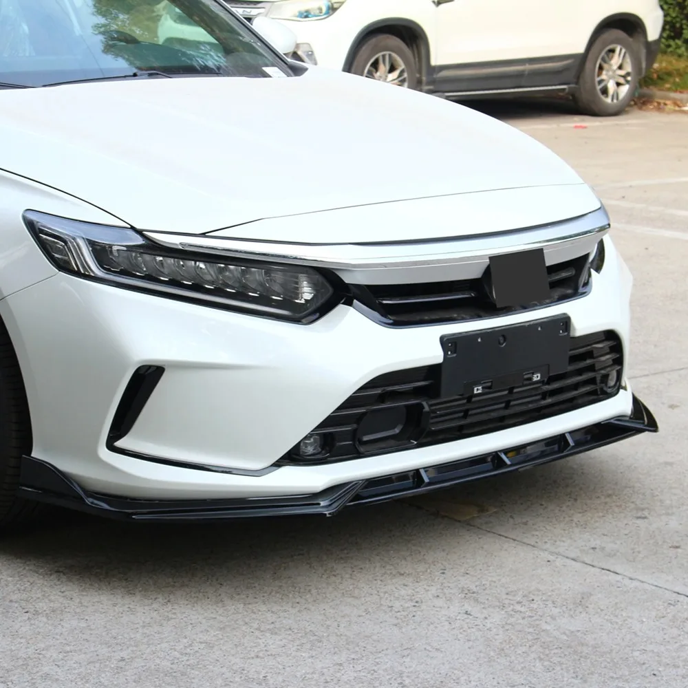 For onda Inspire 2022 Front Bumper Lip Spoiler Trim Glossy Carbon Fiber Look Styling Kit Durable Polyurethane Construction