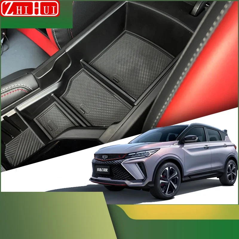 For Geely New Coolray 2024 2023 Restyling Car Styling Armrest Storage Box Interior Central Control Storage Box Auto Accessories