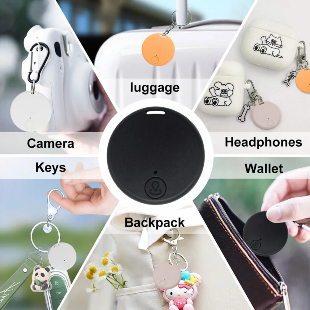 Bluetooth round smart anti-lost device two-way tracking locator children's mobile phone keychain luggage tag bag tag