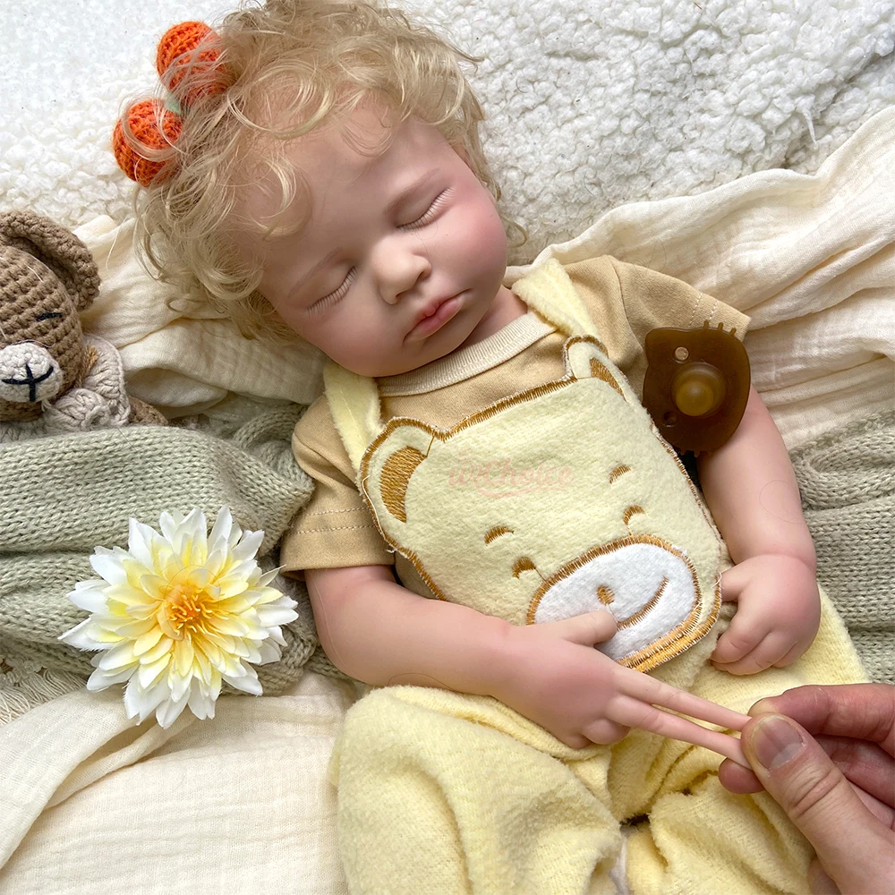 Lifelike 20inch Open Mouth Lloulou Full Body Soft Silicone Reborn Baby Girl with Rooted Hair Realistic Skin Veins Weighted Huggable Doll for Birthday Gift