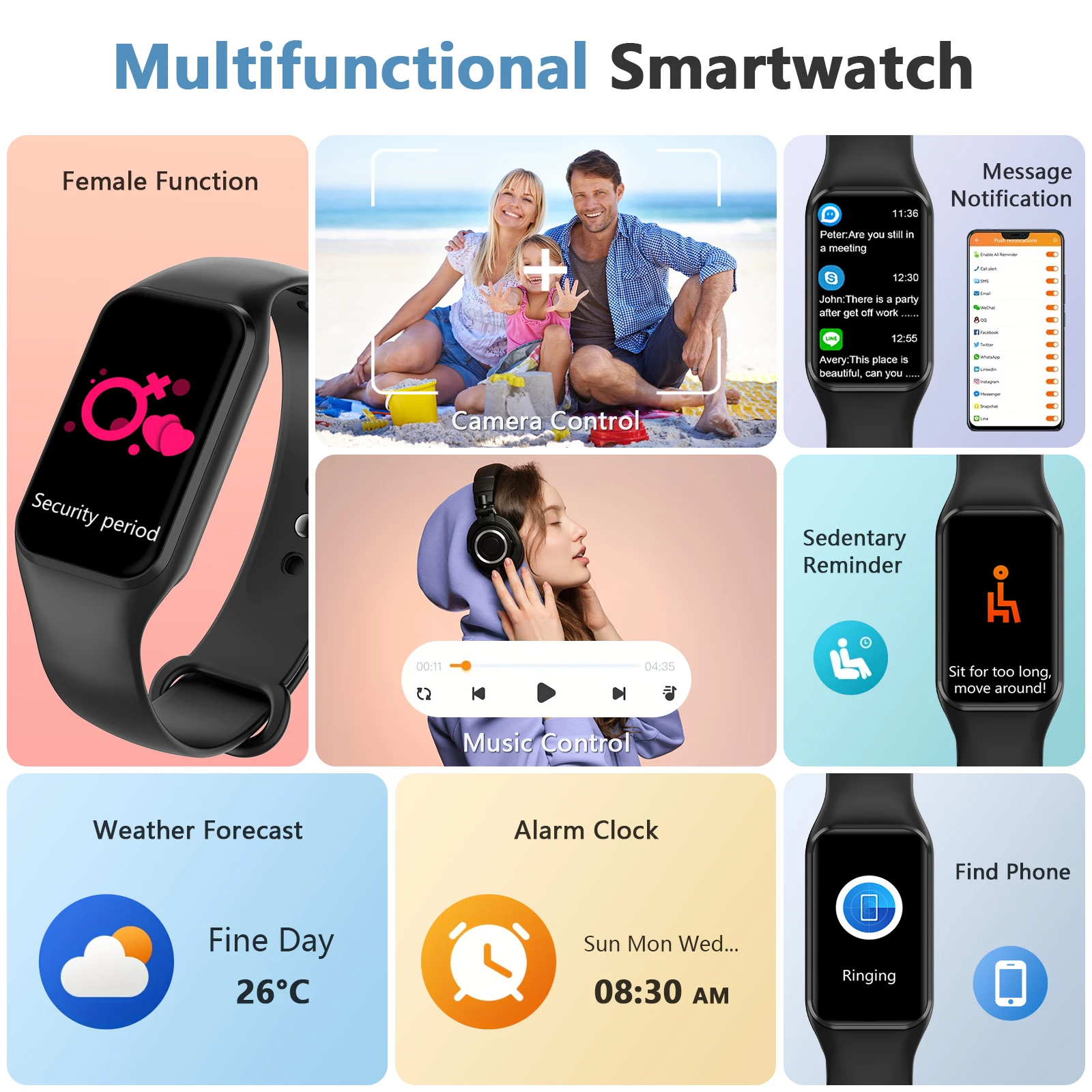 2025 Blackview R1 Smart Watch 1.47'' HD Screen Fitness Tracking Sport Smartwatch Heart Rate Blood Pressure Monitoing Man Watch