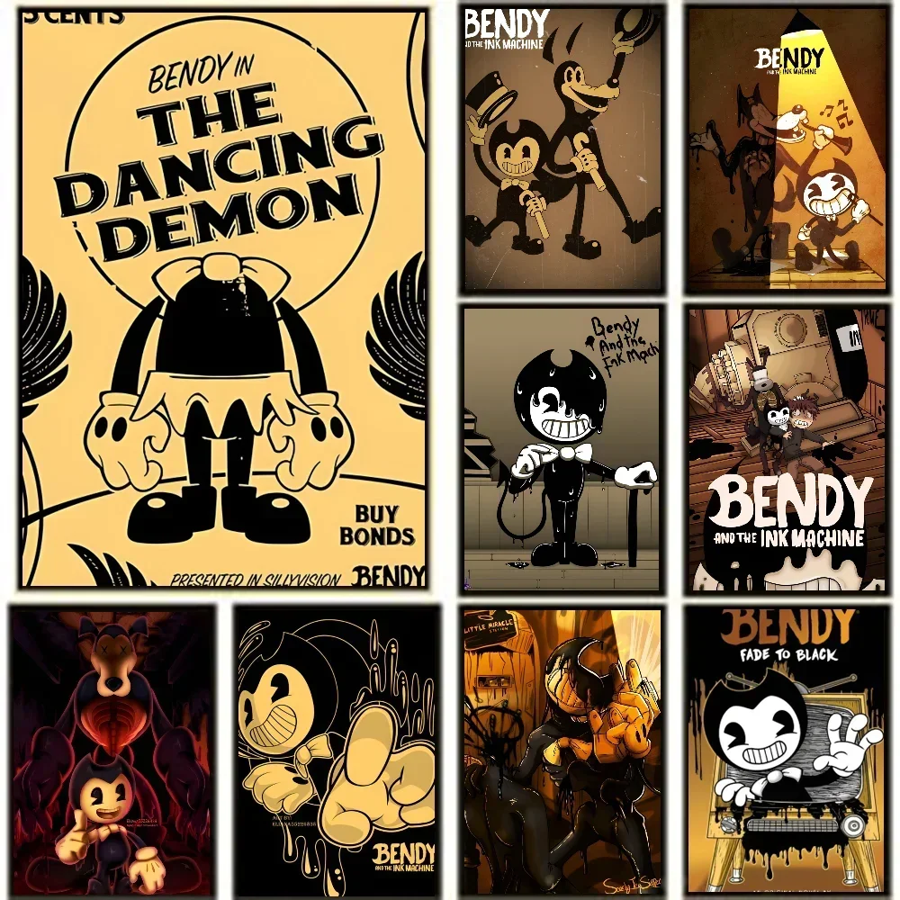 1PC Horror Video Game B-Bendy-and I-Ink M-Machine Cartoon Poster Poster Stickers art wall Murals decor Game Room Decor Gifts