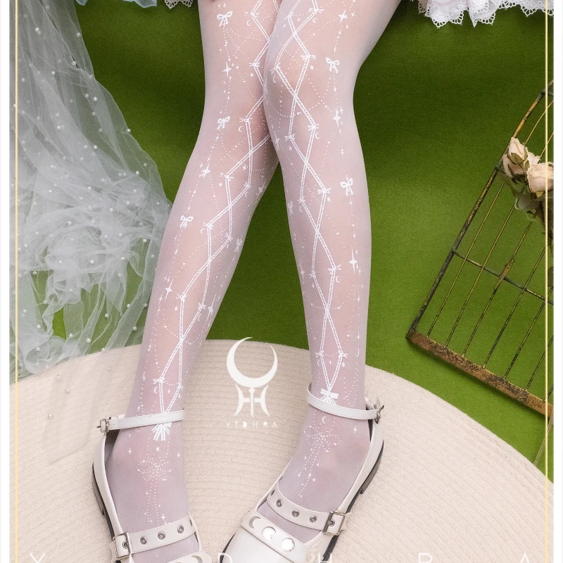 Japanese Style 2025 Spring Summer Autumn New White Mesh Women's Socks Original Design Sweet Cute Lolita Versatile Tights Ladies
