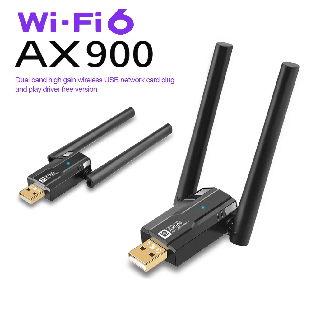 Adapter AX900 USB WiFi 6 Adapter Wifi dwuzakresowy 2.4G i 5GHz USB WiFi sieć WiFi bezprzewodowy odbiornik sterownikiem za darmo