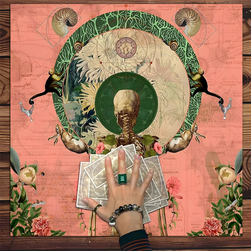 

Skeleton Flowers Tarot Cloth Art Design Tarot Table Cloth Tarot Altar Cloth, Tarot Cloth for Reading Divination Witchy Home