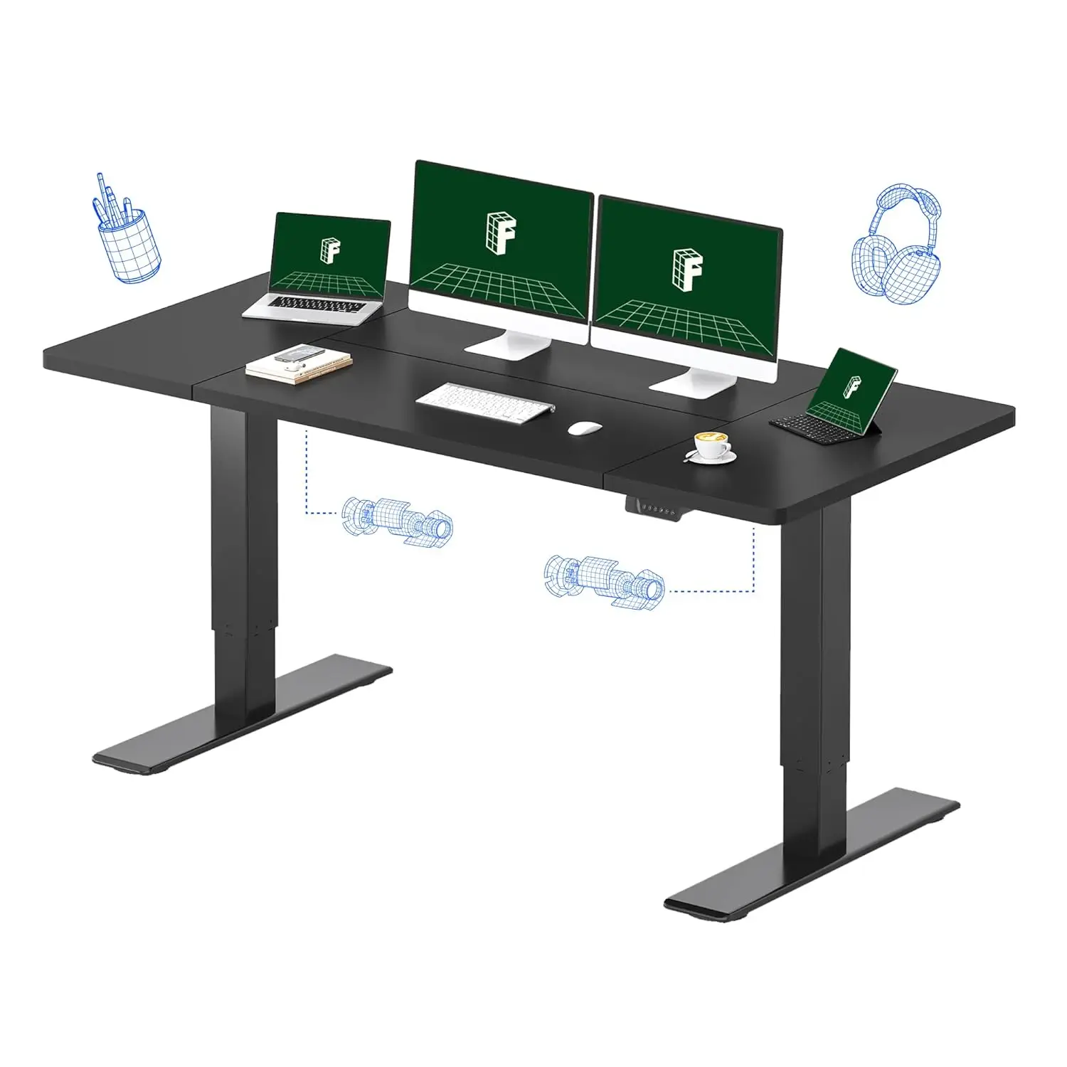 

Электрический регулируемый по высоте стол 71x32 с двумя моторами, контроллером памяти и соединительной панелью для домашнего офиса, на заказ