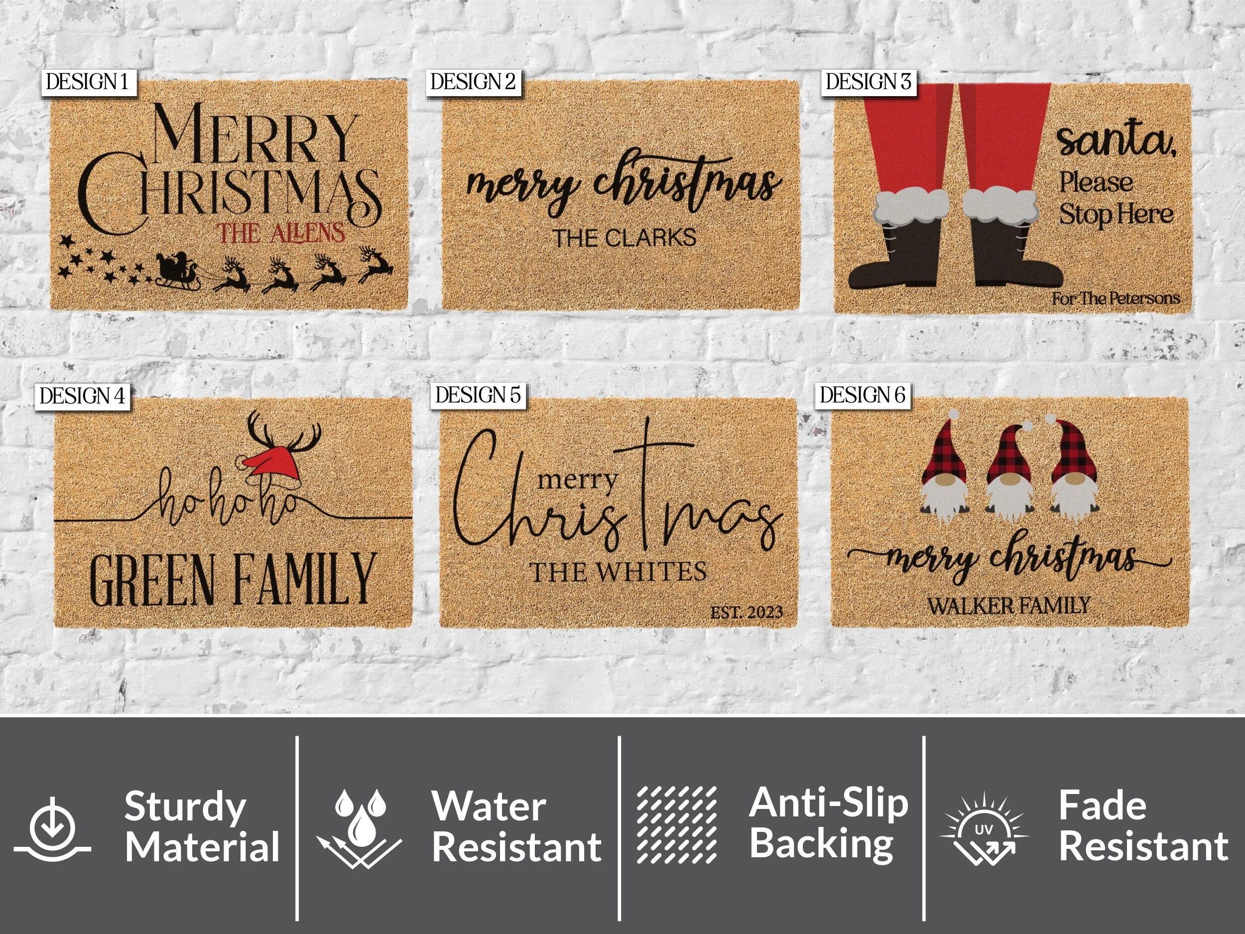 

Personalized Christmas Doormat Custom Family Name Christmas Welcome Mat for Front Door Non Slip Christmas Floor Mat Home Decor