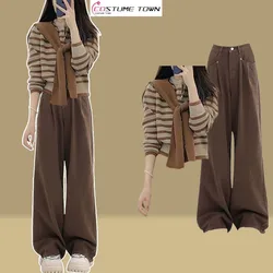 2024 autumn/winter Korean version new slim fit sweater+high waist versatile jeans two-piece set trendy