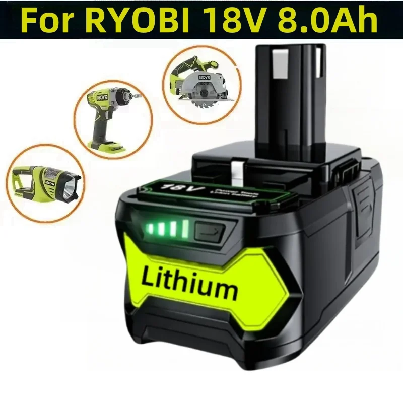 1PC/2PC Suitable For Leyobi RYOBI 18V 8.0Ah Rechargeable Lithium Battery For Handheld Drill P105 P104 P107 RB18L50 RB18L20 P108