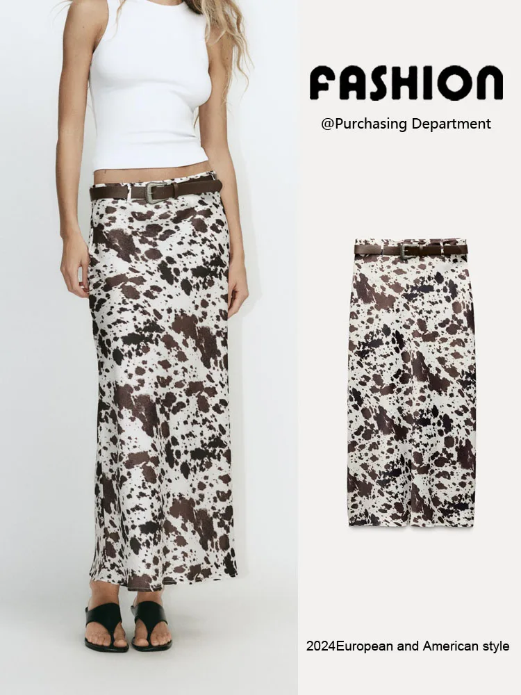 

Новинка весенней коллекции: Женская юбка миди из шелкового атласа с завышенной талией, утягивающая, с цветочным принтом, с поясом, для офиса и повседневной носки