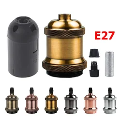 Portalámparas galvanizado E27 base de lámpara de cabeza de tornillo portalámparas Edison Retro con casquillo de lámpara de anillo