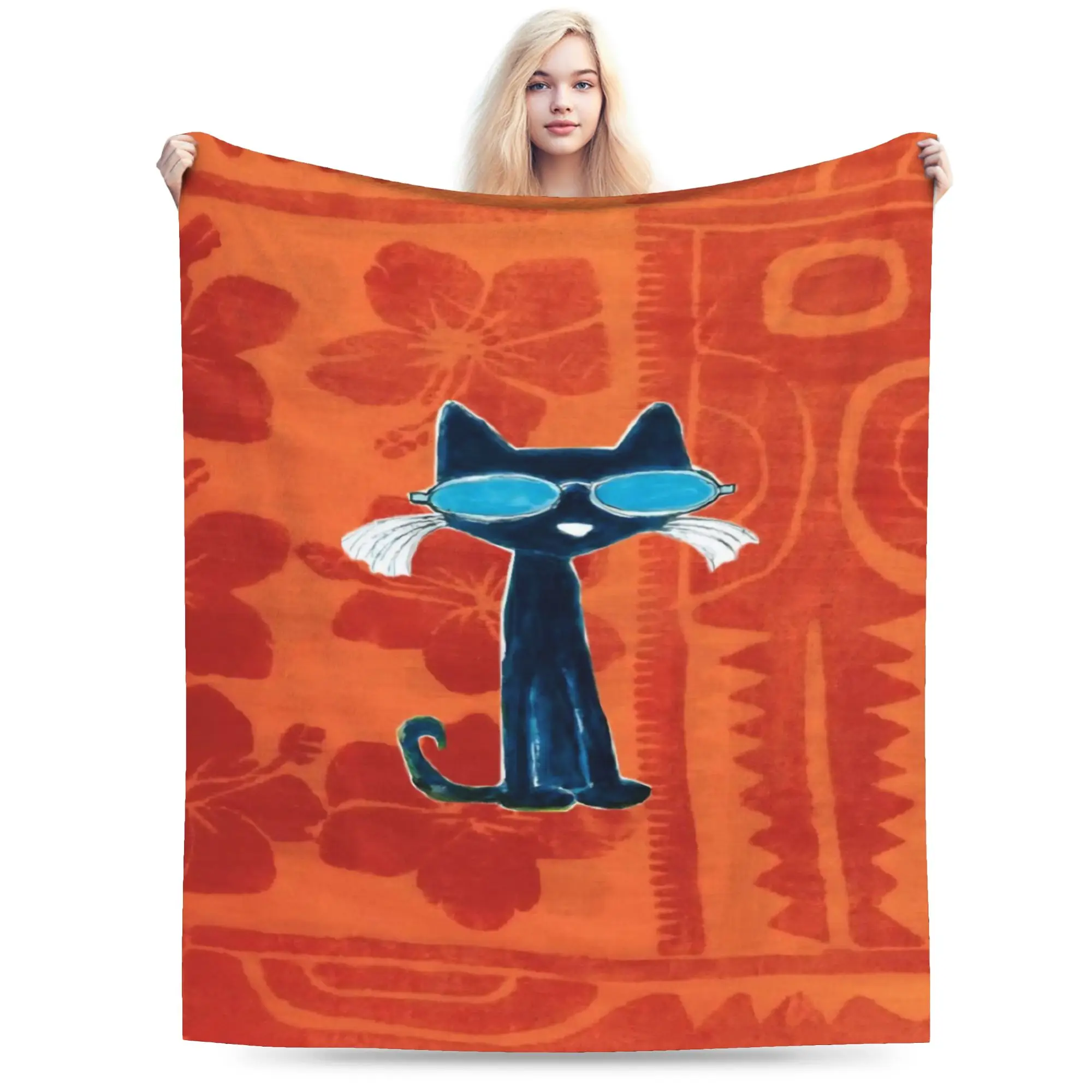 Cozy Pete The Cat Blanket Stuff Room Decorative  Throw Blanket Lightweight Flannel for Outdoor