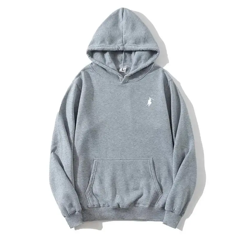 2026 Herbst Winter Herren Bestickter Polo Hoodie mit Pferde-Logo, Einfarbiger Lässiger Pullover mit Kapuze, Alltägliche Streetwear-Oberteile – Detail 2