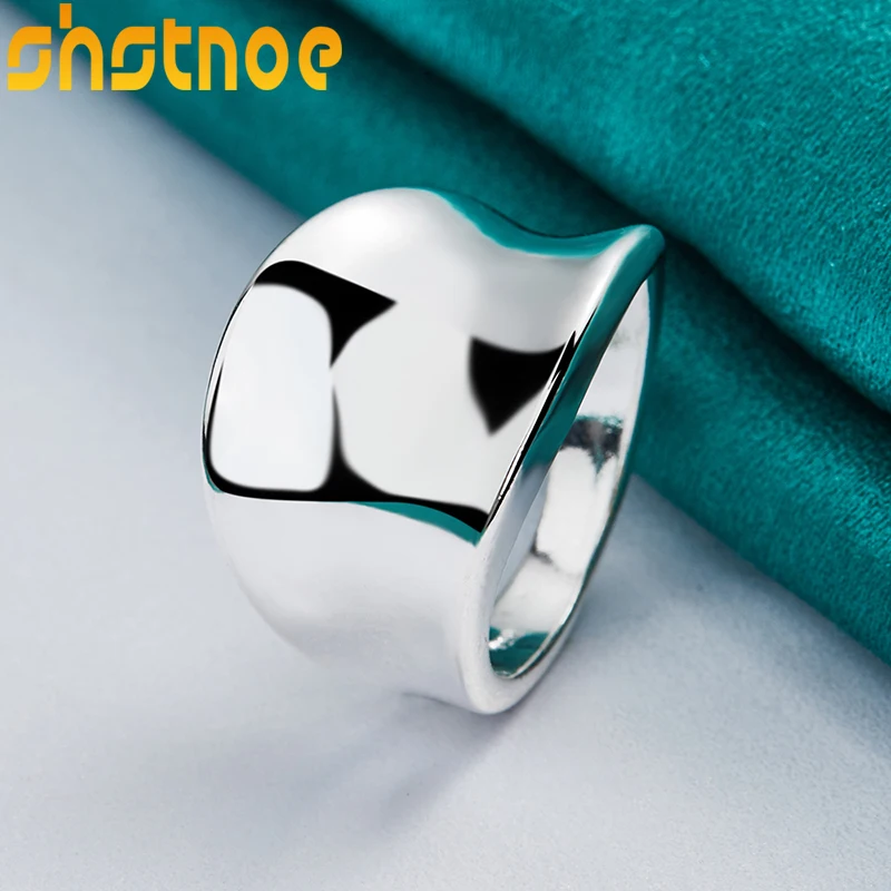 925 Sterling Silver Smooth Concave Ring For Man Women Engagement Wedding Charm Fashion Party Jewelry Gift