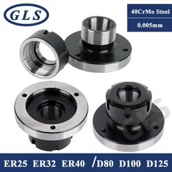 Fixação de pinça para ferramentas CNC, Mini Flange do Eixo, Quatro Eixos, Torno Chuck, Acessórios, ER16, ER25, ER32, ER40, ER50, 100mm, 80mm