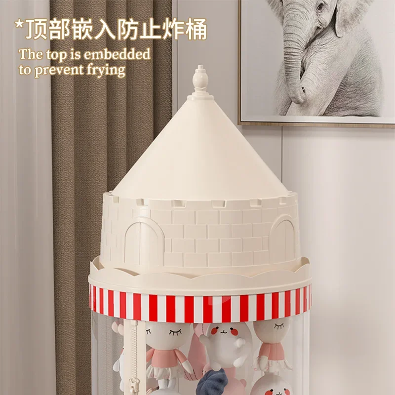 Doll Storage Bucket Zipper Model Children Put Plush Toys Transparent Organizing Basket for Doll Dolls Storage Tube