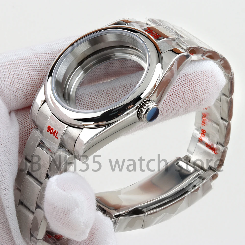 

High Quality 36mm/39mm Silver Watch Case for NH35 NH36 Movement Stainless Steel Men's Fashion Case Oyster Bracelet Watch Parts