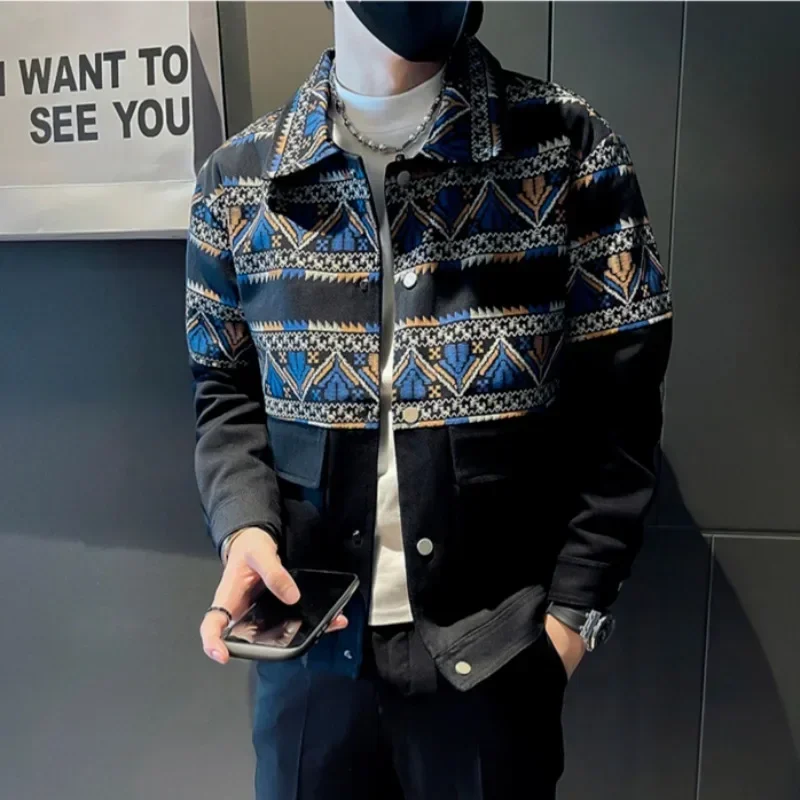 New In Spring Autumn Man Coat Printed Korean Reviews Many Harajuku Cold Cheap Clothes Offer Stylish Jacket for Men Aesthetic Y2k