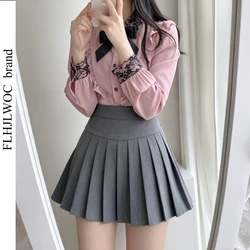 Women's Ruffles Cute Bow Tie Tops Preppy Style Vintage Japanese Korea Design Button Elegant Formal White Pink Shirts Blouses