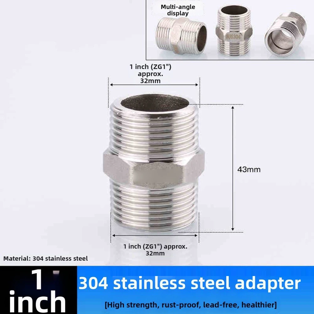 1 Inch Double Male Thread Nipple 304 Stainless Steel 2pcs Secure Pipe Connector For Stabilizer Ladder Plumbing Repair Kit