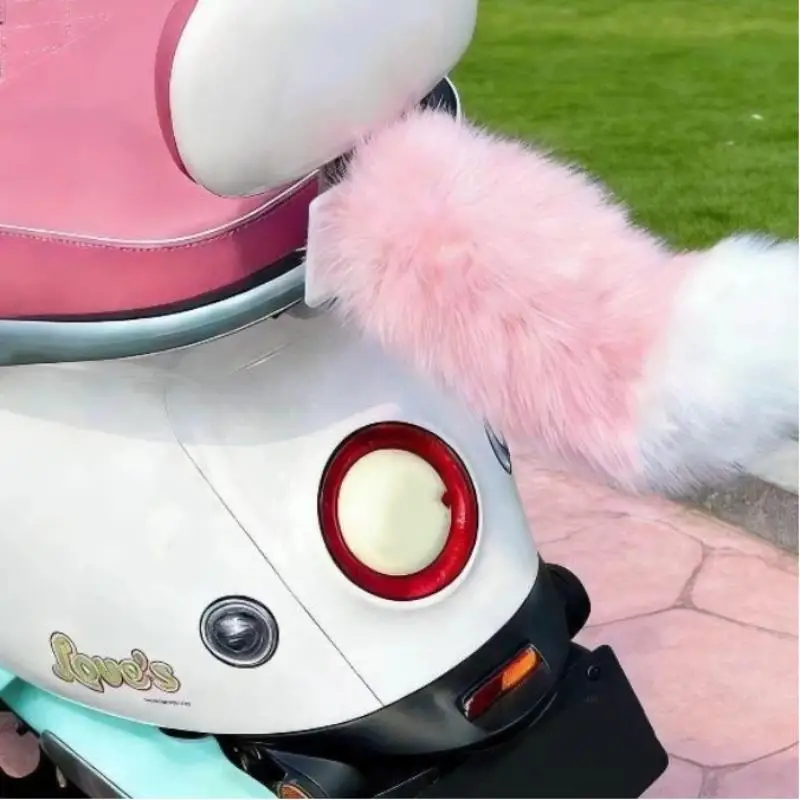 Plush Fox Tail Ornament Static Sound Control Moving Decor Pendant For Motorcycle Electric Vehicle Car Rear Decoration