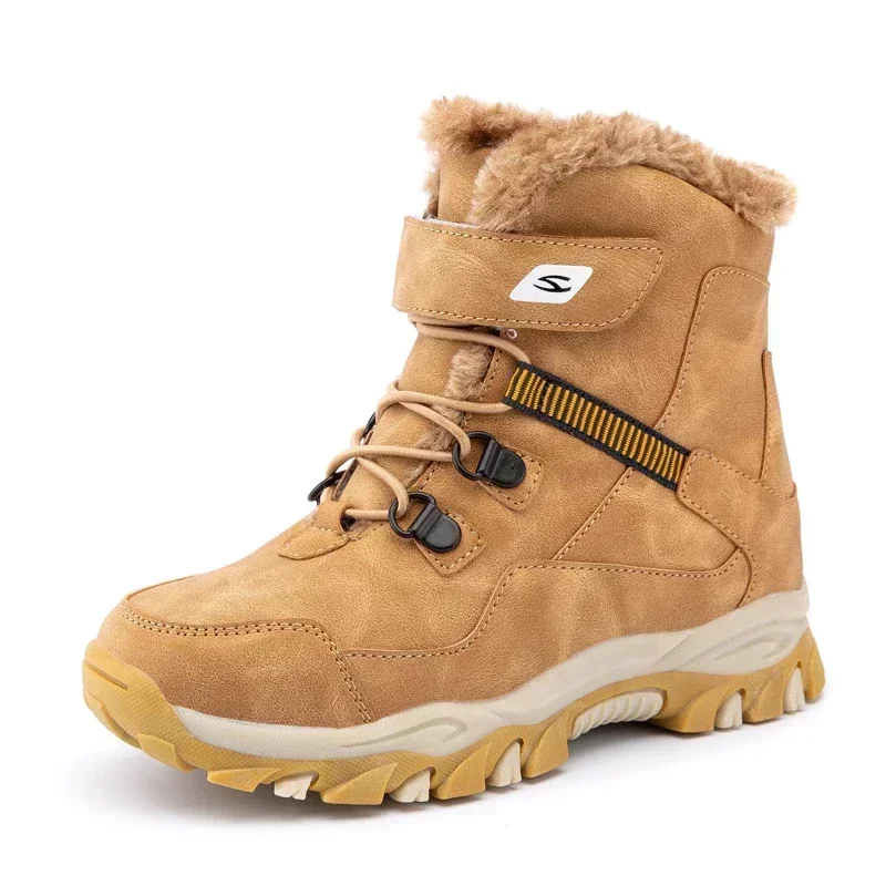 5-12 inverno caldo pelliccia stivali da neve bambini scarpe pelose ragazzi ragazza antiscivolo in pelle autunno impermeabile bambini stivali bambino sneaker peloso