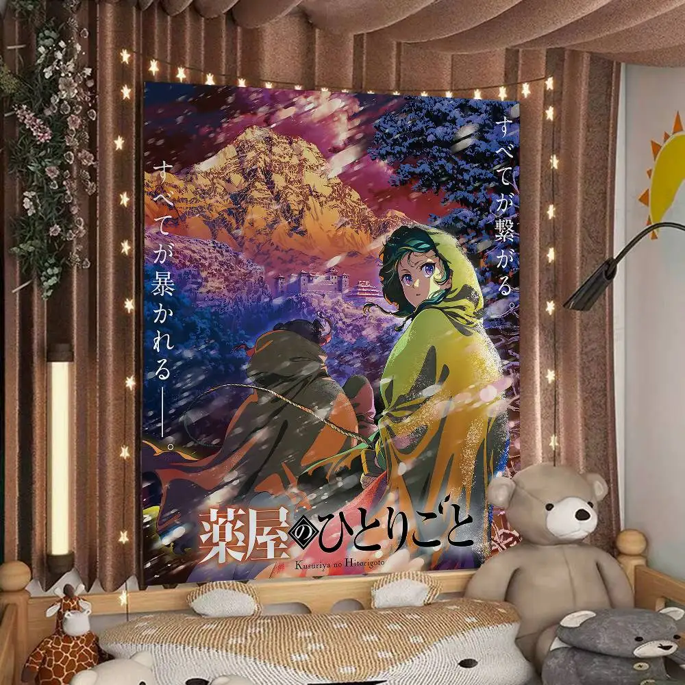 Maomao Anime The Apothecary Diaries Colorful Tapestry Wall Hanging Hanging Tarot Hippie Wall Rugs Dorm Wall Art Decor