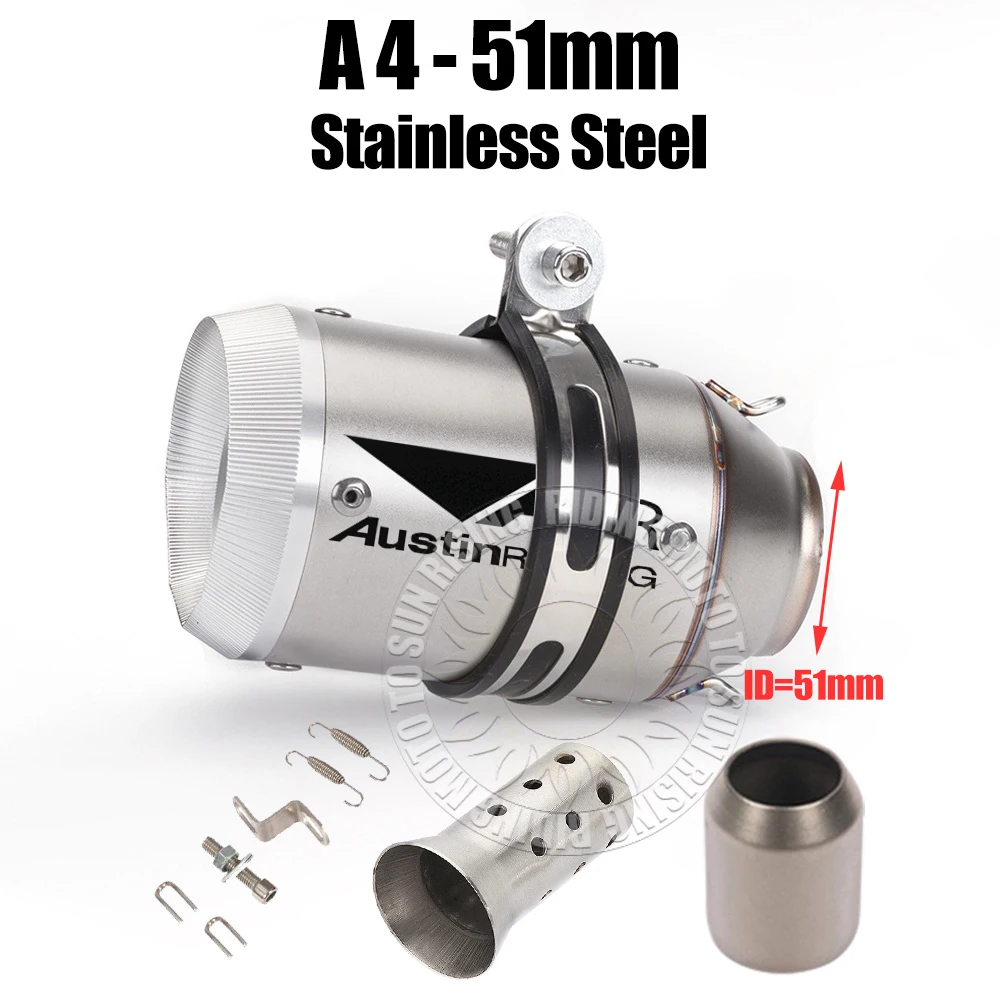 51mm 60mm Carbon/Stainless/Titanium AR Motorcycle Exhaust Muffler For Kawasaki Honda Yamaha KTM CF Suzuki Ktm Bmw etc Tail Pipe image 3