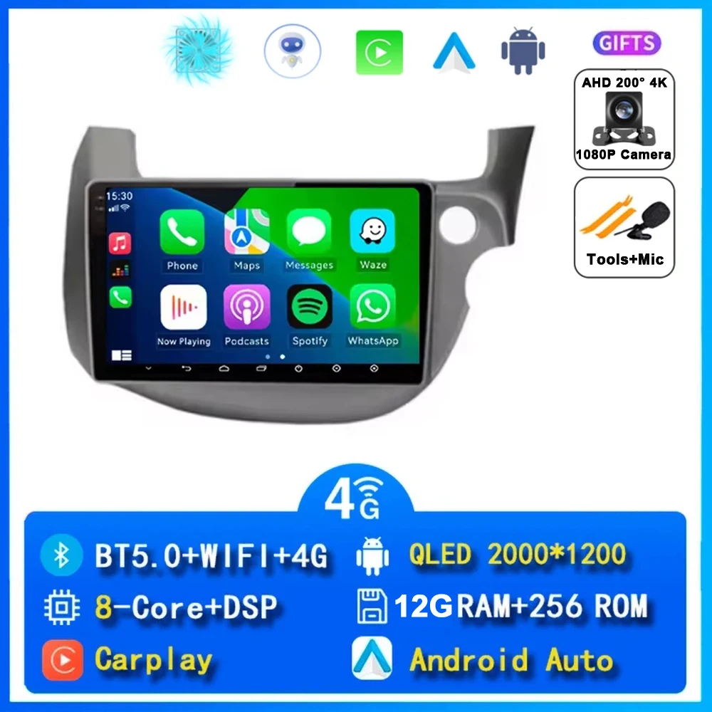 10 "Autoradio Radio Voor Honda Fit Jazz 2007 - 2014 2din Android 15 Carplay Multimidia Video Player Navigatie GPS Head Unit - afbeelding 1
