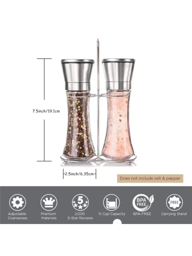 180/200ML Pfeffermühle Edelstahl Glas Gewürz Flasche Salz Pfeffermühle Manuelle Gewürzmühle Mühle Haushalt Küche Gadgets – Detail 3