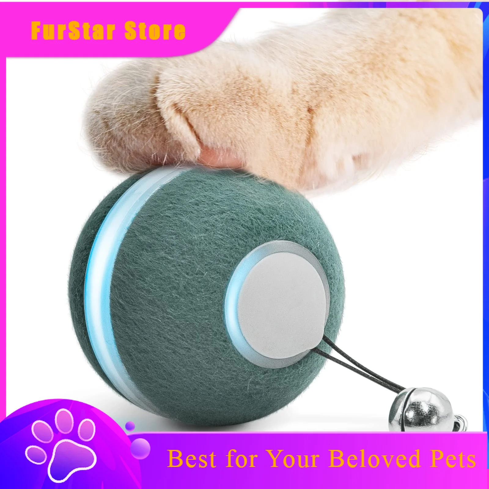 FurStarCustom Smart Interactive Cat Toy Automatic Moving Bouncing Rolling Ball With Lights And Bell