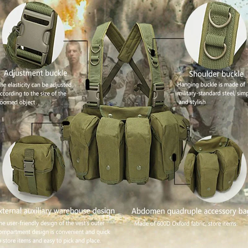 AK47 Molle Pouch Rig Chest gilet tattico equipaggiamento militare Outdoor Airsoft Paintball Hunting Vest Combat canotta protettiva