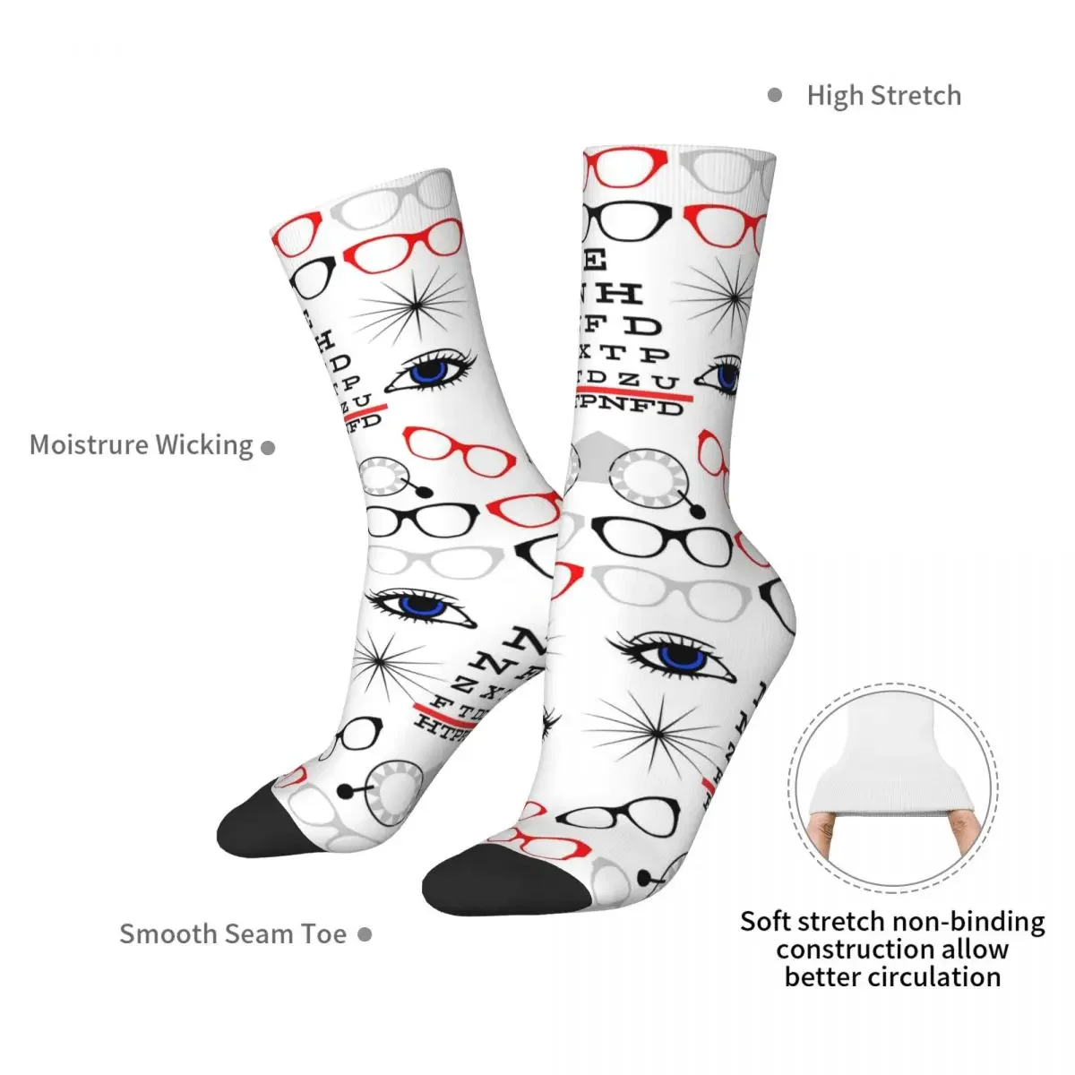 Ophthalmologist Optician Eye Clinic Fun Design Socks Harajuku Stockings All Season Long Socks Accessories for Unisex Gifts