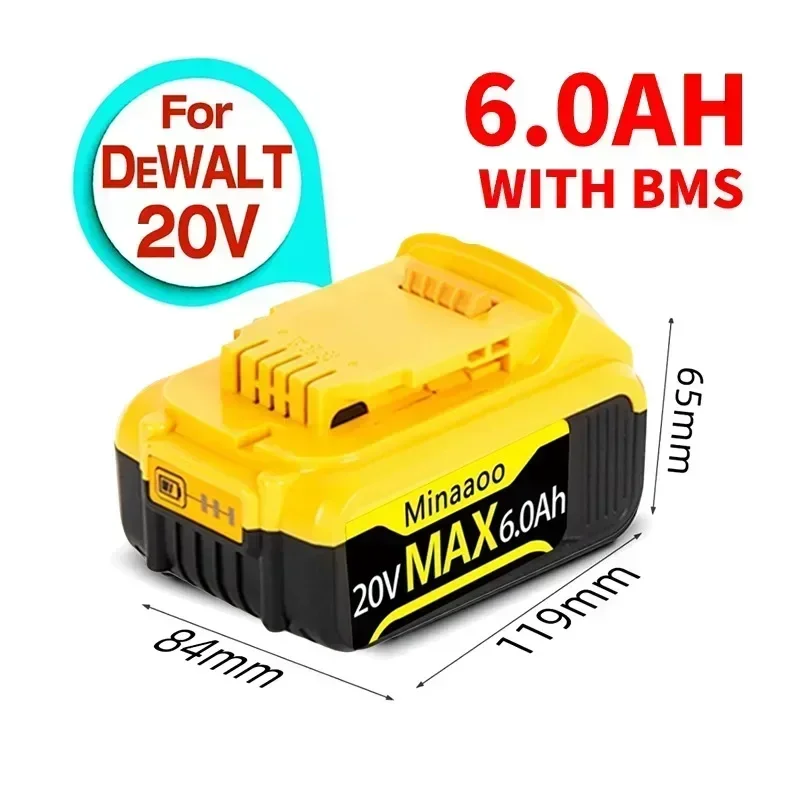 

20V Rechargeable Power Tool Battery 8Ah For Dewalt DCB182 DCB201 DCB205 Battery Compatible Battery replace