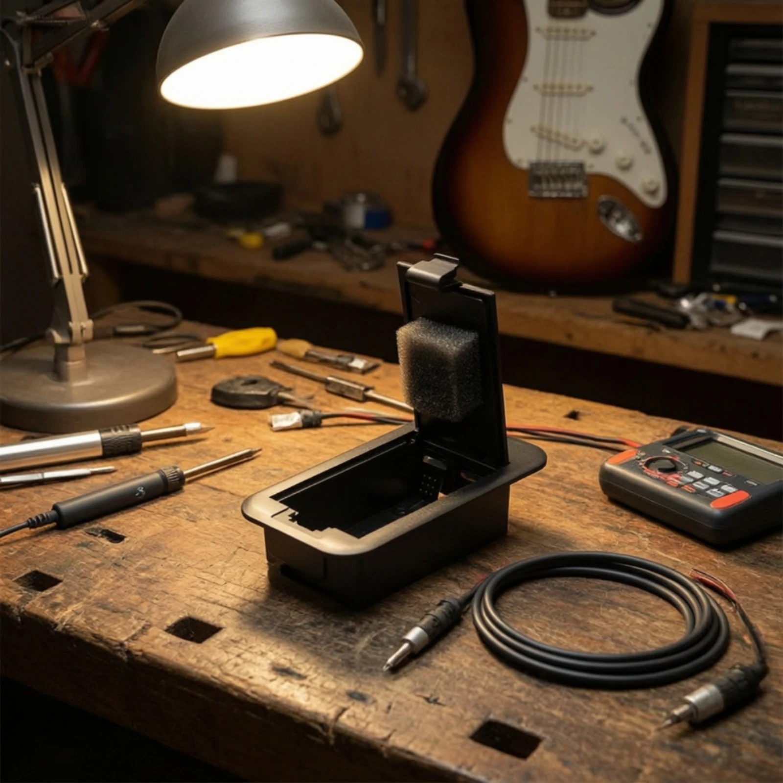 Battery Box Compact Battery Case with Hinged Cover Secure Portable for Guitarists, Guitar Wiring, Bass Repair