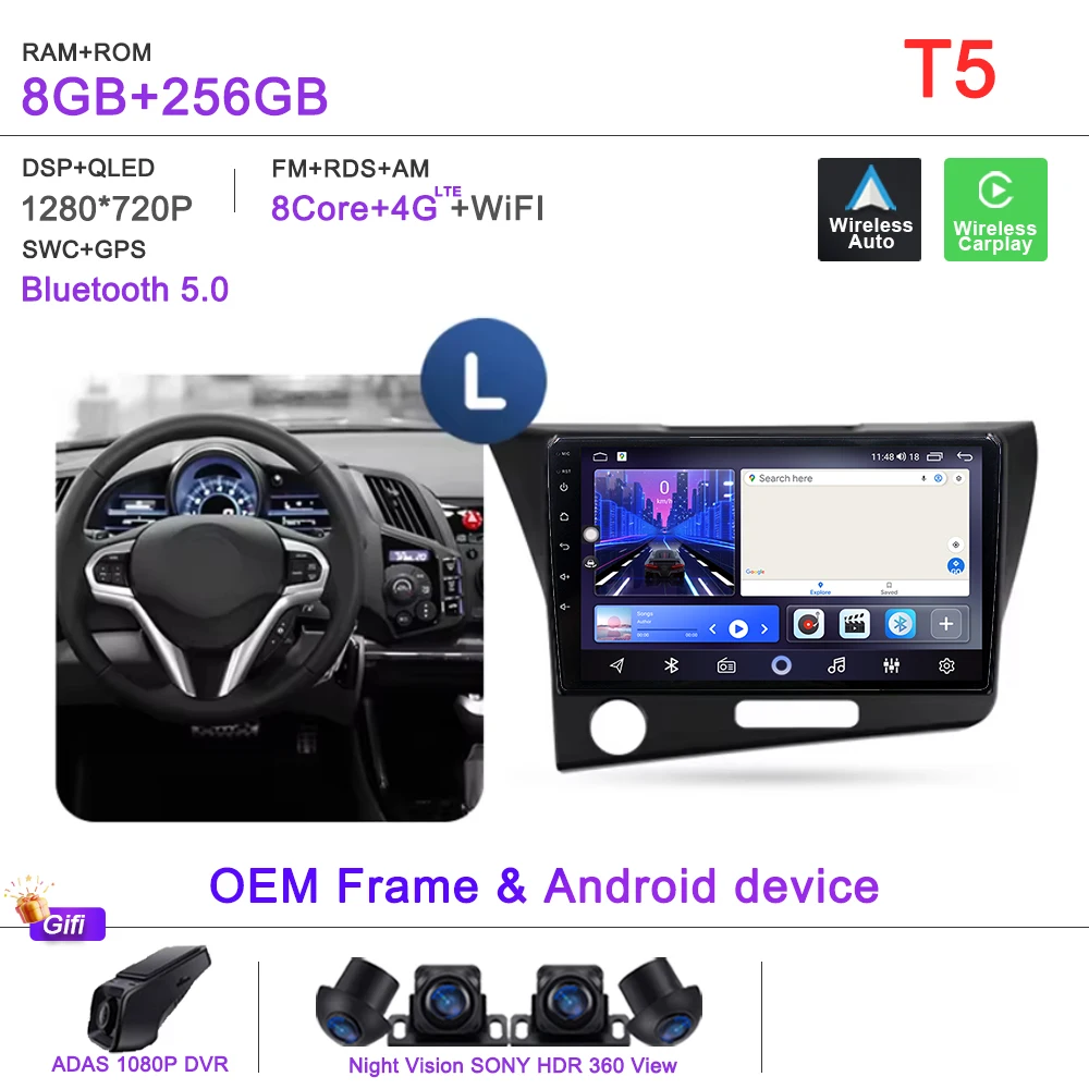 Android 16 2K Incell Scherm Multimedia Voor Honda CR-Z 1 CRZ LHD RHD 2010-2016 Stereo Head Unit GPS navigatie Hoge prestaties
