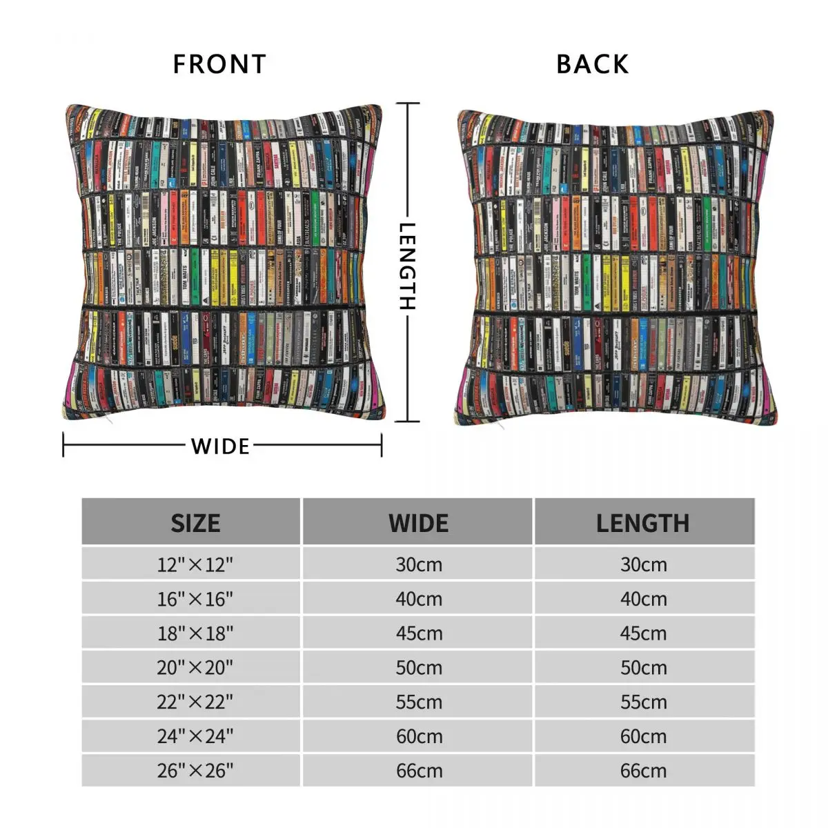 Pop Rock Audio Cassette Square Pillowcase Polyester Linen Velvet Creative Zip Decor Pillow Case Home Cushion Cover 45x45