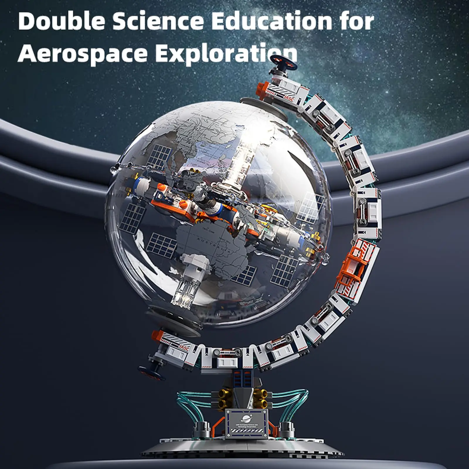 Bloques de construcción de globo terráqueo giratorio, modelo espacial motorizado, técnico creativo, amanecer, puesta de sol, Sim MOC, regalo coleccionable de escritorio