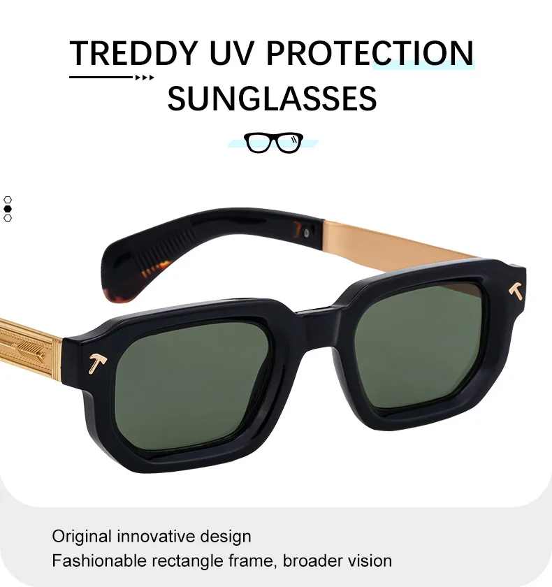 Polarisierte quadratische Sonnenbrille für Herren 2026 – Luxusmarke, Vintage-Rechteck-Sonnenbrille, klassische Fahrbrille für Männer, UV400-Schutz – Detail 9