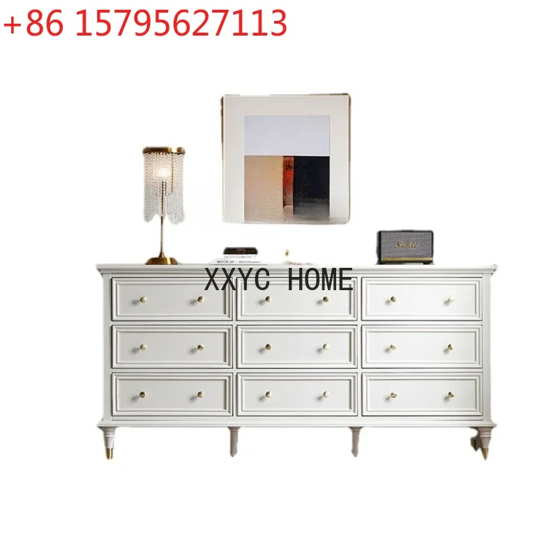 

American Light Luxury Solid Wood Chest of Drawers Bedroom White Five Six Six Nine Chest of Drawers